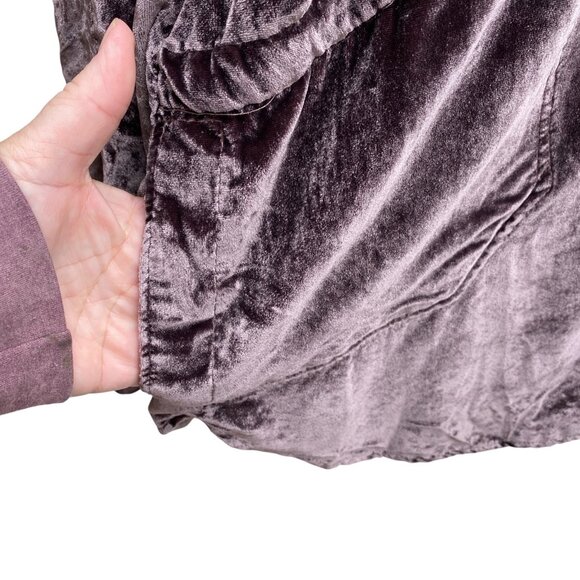 We The Free Summer Dream Velvet Whimsigoth Shirt Sz XS Brown Button Oversized - Picture 9 of 16